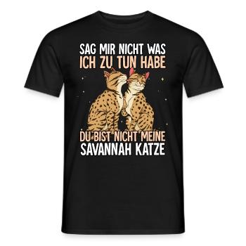 Savannah Katze - Männer T-Shirt - Schwarz - Vorne - AI Model Male 178 light (178cm)