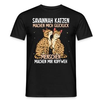 Savannah Katzen - Männer T-Shirt - Schwarz - Vorne - AI Model Male 178 light (178cm)