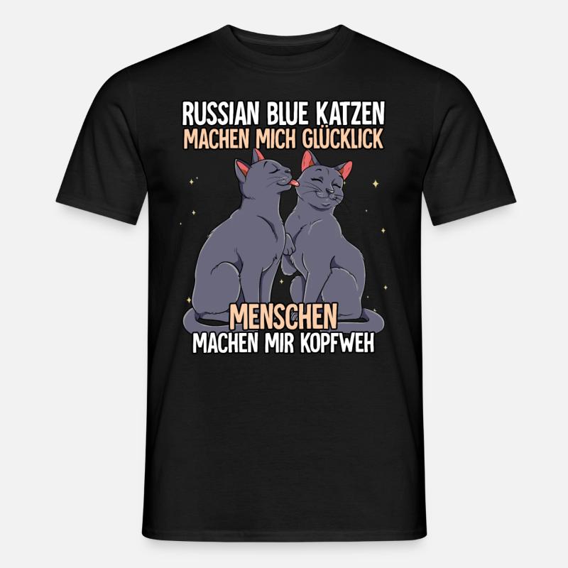 Russisch Blau Katzen - Männer T-Shirt - Schwarz