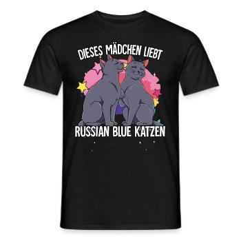 Dieses Mädchen liebt Russisch Blau Katzen - Männer T-Shirt - Schwarz - Vorne - AI Model Male 178 light (178cm)
