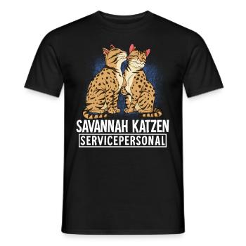 Savannah Katze - Männer T-Shirt - Schwarz - Vorne - AI Model Male 178 light (178cm)