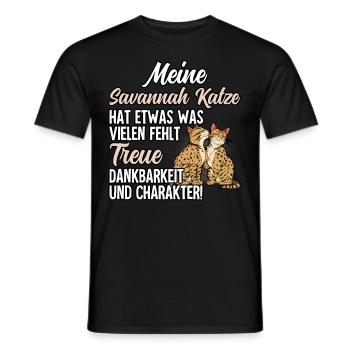 Savannah Katze - Männer T-Shirt - Schwarz - Vorne - AI Model Male 178 light (178cm)