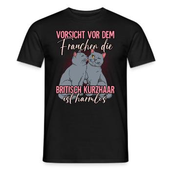 Britisch Kurzhaar Katzen - Männer T-Shirt - Schwarz - Vorne - AI Model Male 178 light (178cm)