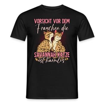 Savannah Katzen - Männer T-Shirt - Schwarz - Vorne - AI Model Male 178 light (178cm)