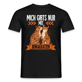 Bengalkatze - Männer T-Shirt - Schwarz - Vorne - AI Model Male 178 light (178cm)
