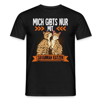 Savannah Katze - Männer T-Shirt - Schwarz - Vorne - AI Model Male 178 light (178cm)