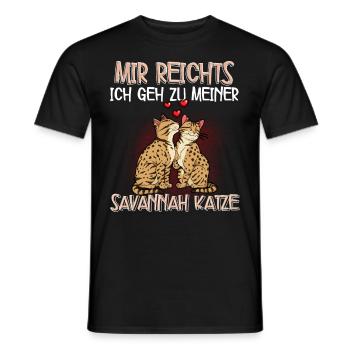 Savannah Katze - Männer T-Shirt - Schwarz - Vorne - AI Model Male 178 light (178cm)