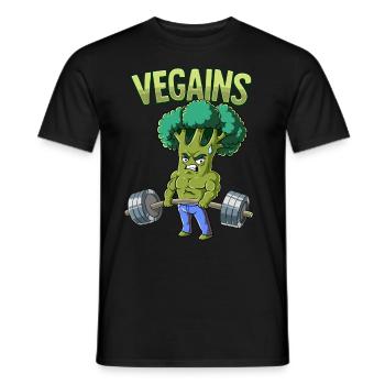 Vegains Vegan Bodybuilding Fitness Gym - T-shirt homme - noir - Devant - AI Model Male 178 light (178cm)