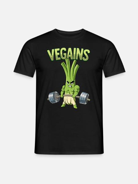 Vegains Vegan Bodybuilding Fitness Gym - Men's T-Shirt - black