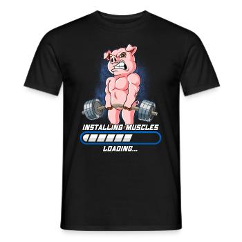 Schwein Muskeln Aufbauen Bodybuilding Fitness Gym - Männer T-Shirt - Schwarz - Vorne - AI Model Male 178 light (178cm)