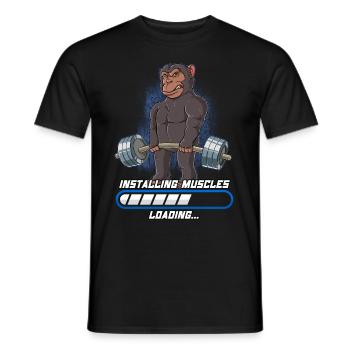 Chimpanzee Building Muscle Bodybuilding Fitness - Men's T-Shirt - black - Front - AI Model Male 178 light (178cm)