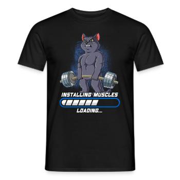 Cat Building Muscle Musculation Fitness Gym - T-shirt homme - noir - Devant - AI Model Male 178 light (178cm)