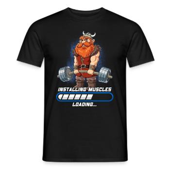 Wikinger Muskeln Aufbauen Bodybuilding Fitness Gym - Männer T-Shirt - Schwarz - Vorne - AI Model Male 178 light (178cm)