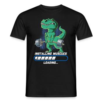 T-Rex Muskeln Aufbauen Bodybuilding Fitness Gym - Männer T-Shirt - Schwarz - Vorne - AI Model Male 178 light (178cm)