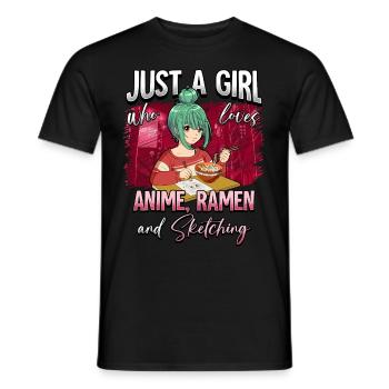 Anime Otaku Weeb - Men's T-Shirt - black - Front - AI Model Male 178 light (178cm)
