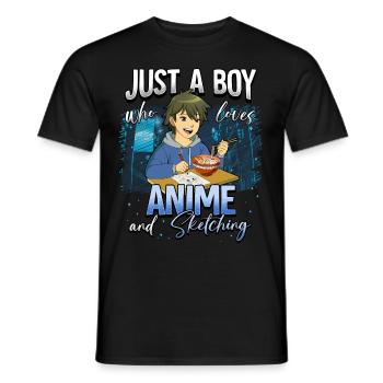 Anime Otaku Weeb - Men's T-Shirt - black - Front - AI Model Male 178 light (178cm)