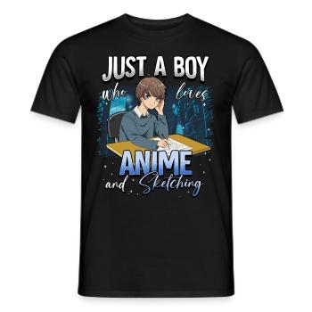 Anime Otaku Weeb - Men's T-Shirt - black - Front - AI Model Male 178 light (178cm)