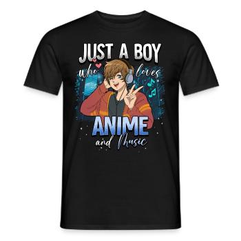 Anime Otaku Weeb - Men's T-Shirt - black - Front - AI Model Male 178 light (178cm)