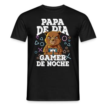 Day Dad Gamer Night Father's Day - Men's T-Shirt - black - Front - AI Model Male 178 light (178cm)