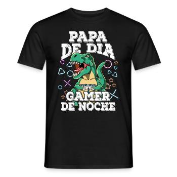 Day Dad Gamer Night Father's Day - Men's T-Shirt - black - Front - AI Model Male 178 light (178cm)