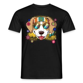60s 70s Costume Groovy Hippie - T-shirt homme - noir - Devant - AI Model Male 178 light (178cm)