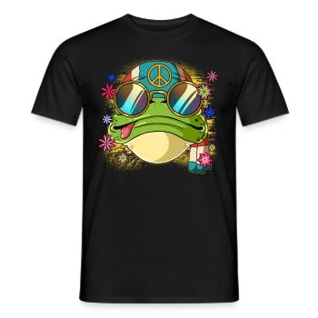 60s 70s Costume Groovy Hippie - Men's T-Shirt - black - Front - AI Model Male 178 light (178cm)