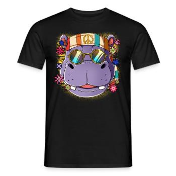 60s 70s Costume Groovy Hippie - T-shirt homme - noir - Devant - AI Model Male 178 light (178cm)