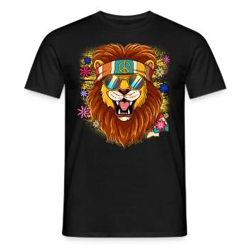 60s 70s Costume Groovy Hippie - Men's T-Shirt - black - Front - AI Model Male 178 light (178cm)