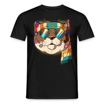 60s 70s Costume Groovy Hippie - T-shirt homme - noir - Devant - AI Model Male 178 light (178cm)