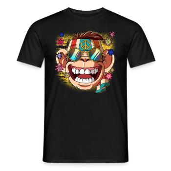 60s 70s Costume Groovy Hippie - T-shirt homme - noir - Devant - AI Model Male 178 light (178cm)