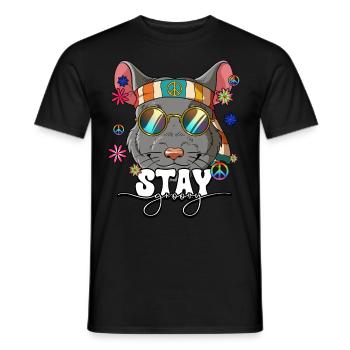 60er 70er Jahre Kostüm Stay Groovy Hippie - Männer T-Shirt - Schwarz - Vorne - AI Model Male 178 light (178cm)