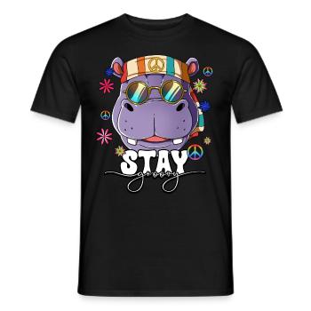 60er 70er Jahre Kostüm Stay Groovy Hippie - Männer T-Shirt - Schwarz - Vorne - AI Model Male 178 light (178cm)