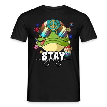 60s 70s Costume Stay Groovy Hippie - Men's T-Shirt - black - Front - AI Model Male 178 light (178cm)