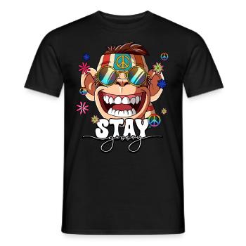 60er 70er Jahre Kostüm Stay Groovy Hippie - Männer T-Shirt - Schwarz - Vorne - AI Model Male 178 light (178cm)