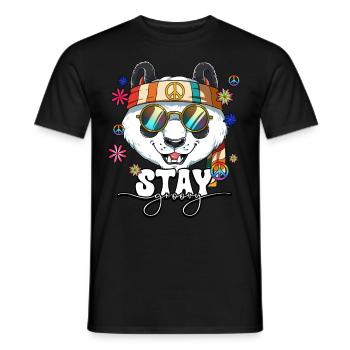 60er 70er Jahre Kostüm Stay Groovy Hippie - Männer T-Shirt - Schwarz - Vorne - AI Model Male 178 light (178cm)