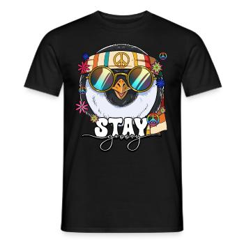 60s 70s Costume Stay Groovy Hippie - Men's T-Shirt - black - Front - AI Model Male 178 light (178cm)