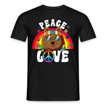 60s 70s Costume Peace Love Hippie - Men's T-Shirt - black - Front - AI Model Male 178 light (178cm)
