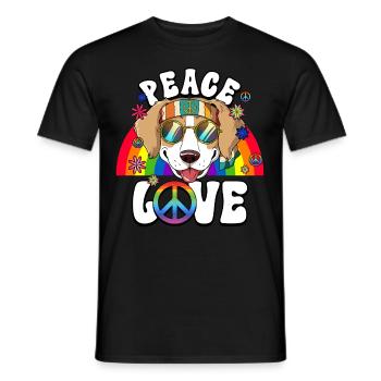 60s 70s Costume Peace Love Hippie - Men's T-Shirt - black - Front - AI Model Male 178 light (178cm)