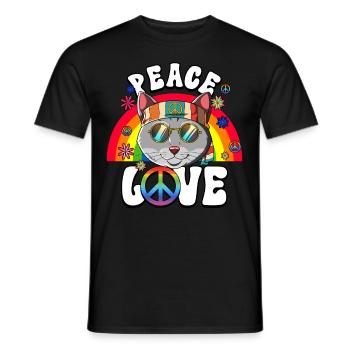 60s 70s Costume Peace Love Hippie - Men's T-Shirt - black - Front - AI Model Male 178 light (178cm)