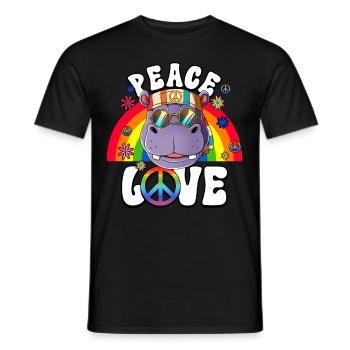 60s 70s Costume Peace Love Hippie - Men's T-Shirt - black - Front - AI Model Male 178 light (178cm)