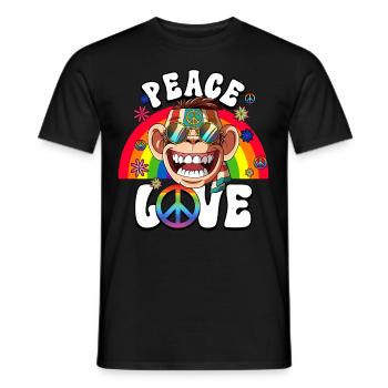 60s 70s Costume Peace Love Hippie - Men's T-Shirt - black - Front - AI Model Male 178 light (178cm)