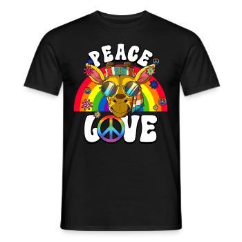 60s 70s Costume Peace Love Hippie - Men's T-Shirt - black - Front - AI Model Male 178 light (178cm)