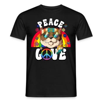 60s 70s Costume Peace Love Hippie - Men's T-Shirt - black - Front - AI Model Male 178 light (178cm)