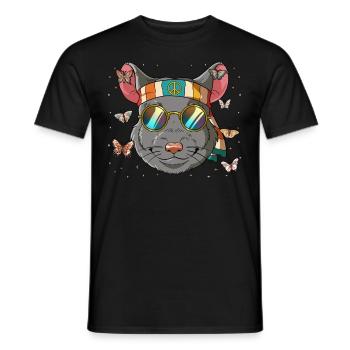 60s 70s Costume Groovy Hippie - Men's T-Shirt - black - Front - AI Model Male 178 light (178cm)