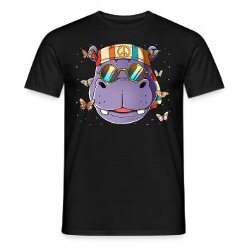 60s 70s Costume Groovy Hippie - T-shirt homme - noir - Devant - AI Model Male 178 light (178cm)