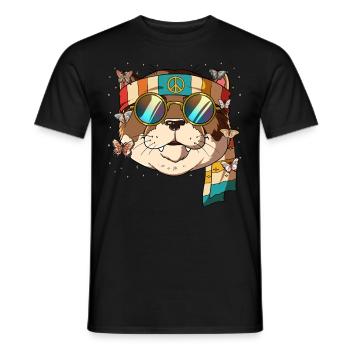 60s 70s Costume Groovy Hippie - T-shirt homme - noir - Devant - AI Model Male 178 light (178cm)
