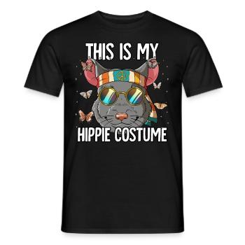 Costume des années 60 des années 70 Ceci est mon costume hippie - T-shirt homme - noir - Devant - AI Model Male 178 light (178cm)
