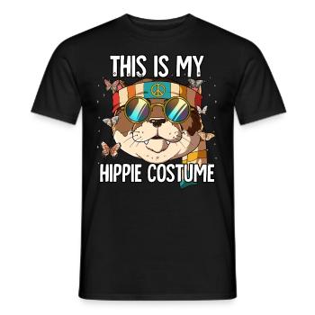Costume des années 60 des années 70 Ceci est mon costume hippie - T-shirt homme - noir - Devant - AI Model Male 178 light (178cm)