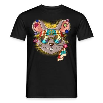 60s 70s Costume Groovy Hippie - T-shirt homme - noir - Devant - AI Model Male 178 light (178cm)