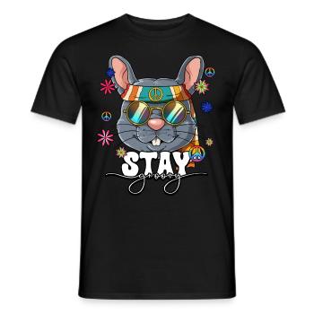 60er 70er Jahre Kostüm Stay Groovy Hippie - Männer T-Shirt - Schwarz - Vorne - AI Model Male 178 light (178cm)